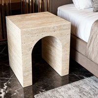 2025 Table d'appoint en travertin de marbre naturel au design contemporain personnalisé pour salon décoration de la maison Table basse en pierre de marbre