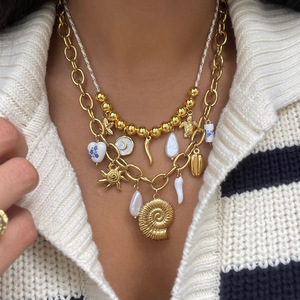 Collar Bohemio Hecho a Mano con Dijes Esmaltados para Mujer, Ideal para Venta al por Menor <span class=keywords><strong>y</strong></span> Boutiques, Joyería con Dijes de Playa - Product Image 3