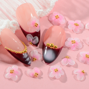 Prodotti <span class=keywords><strong>per</strong></span> <span class=keywords><strong>Unghie</strong></span> in Resina con Fiori 3D Rosa Intagliati a Mano di Alta Qualità con Perline Dorate - Product Image 1