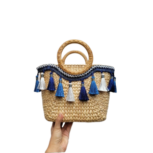 Style classique brun clair bambou tissé sac jacinthe d'eau panier motif Top vente vacances décoration Vietnam fabricant - Product Image 3