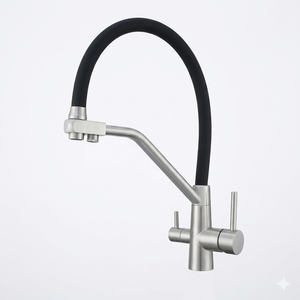 <span class=keywords><strong>Robinet</strong></span> de cuisine contemporain en acier inoxydable 304 à deux fonctions pour hôtels et appartements familiaux avec fonction d'extension push-pull - Product Image 4