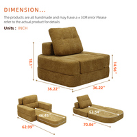 Canapé-lit pliant convertible avec matelas et coussin, support dorsal confortable, fauteuil inclinable en tissu et éponge pour appartement