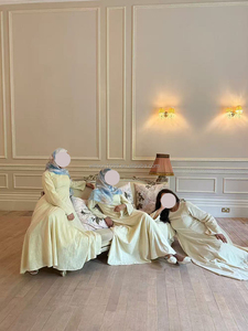 <span class=keywords><strong>Robe</strong></span> musulmane pour femmes Willson Custom Linen, Abaya modeste, couleur unie, longueur totale, <span class=keywords><strong>robe</strong></span> islamique à lacets <span class=keywords><strong>en</strong></span> bleu poudré - Product Image 6