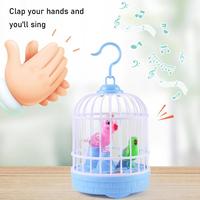 Mini oiseau avec Cage, jouets électroniques à contrôle vocal pour enfants, Induction, jeu de Simulation amusant de chant d'oiseaux, nouveauté,