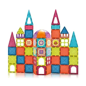 77件彩色磁性积木玩具儿童DIY积木建筑套装3D磁铁拼图城堡积木儿童玩具