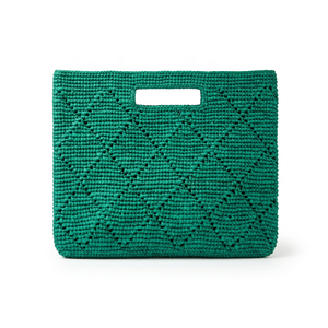<b>Green</b> Woven raffia Clutch Bag Handheld <b>Purse</b> Textured Shoulder clutch for Daily Party Travel - Product Image 1