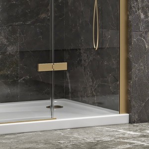 Kamalu KT4000G moderno 70cm porta doccia fissa spazzolata oro 10mm vetro temperato telaio in alluminio per bagno Hotel Villa - Product Image 5