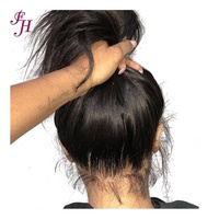 FH vente en gros sans colle 360 perruques frontales cheveux humains Invisible caché sangle caractéristique suisse Transparent dentelle avant perruque bouclée