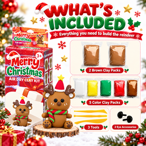 Kit de Pâte à Modeler Séchage à l'Air Renne de Noël avec Outils, Coffret Cadeau pour Enfants, Bricolage, Vente en Gros, OEM, ODM - Product Image 2