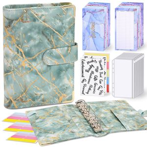 A6 espositore <span class=keywords><strong>di</strong></span> <span class=keywords><strong>libri</strong></span> per studenti <span class=keywords><strong>di</strong></span> lusso in pelle PU per risparmiare denaro, raccoglitore economico in marmo dorato con busta in contanti e borsa con cerniera - Product Image 4