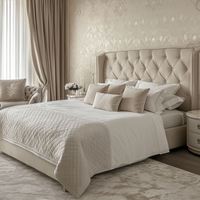 Ensemble de meubles de chambre à coucher en bois moderne OE HOME, lit king-size rembourré en cuir, design luxueux personnalisé, écologique, appartement, hôtel