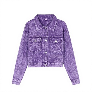 Chaqueta Vaquera de Mezclilla para Mujer, Estilo Vintage, Lavado Ácido, Ropa Casual, Fabricante de Ropa de Marca Privada OEM - Product Image 1