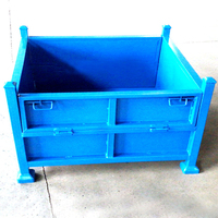 Caisse de palette en acier pliable robuste, cage de stockage en maille métallique empilable pour la logistique industrielle en entrepôt