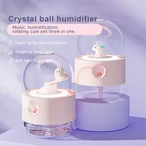 Newset Christmas Cyrstal Ball Humidifier With Music Box Warm Night Light Rechargaable Ultrasonic Aroma Diffuser