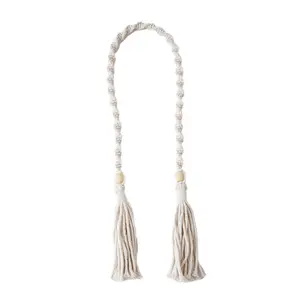 Boho ตกแต่งผ้าม่าน Tiebacks ทอมือ Holdbacks ตกแต่งบ้าน Macrame พู่ Tiebacks