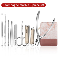 Ensemble de manucure coupe-ongles professionnel en acier inoxydable avec étui de voyage, 9 pièces