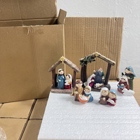 Articles Religieux Catholiques Mini Crèche de Noël Sainte Famille Statue Scène de Nativité Ornement de Mangeoire de Noël