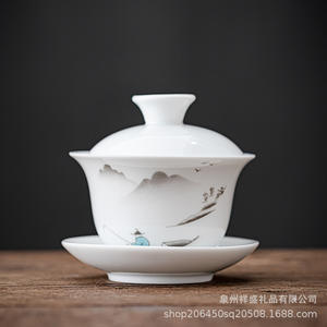 Juego de Té Kung Fu Dehua, Porcelana Blanca, Gaiwan, Taza de Té de Cerámica para Viaje, Regalo Empresarial, Juego Completo, Pequeño y Exquisito - Product Image 4