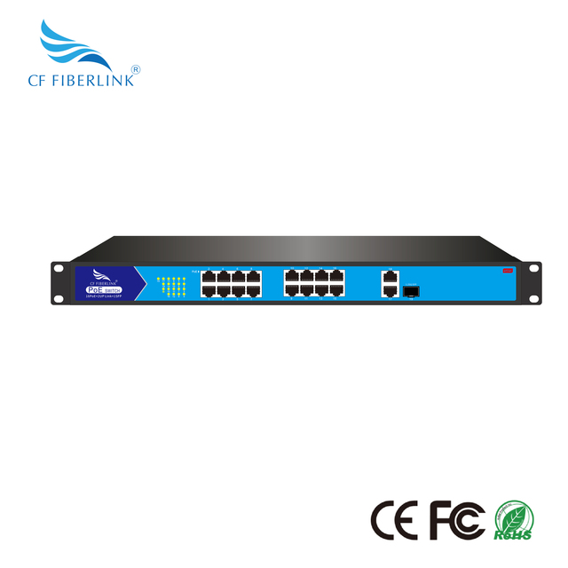 16+2+1 Gigabit PoE Network Switch Rack Mounted IEEE802.3af/at Standard 52V/7.3A 380W Single Port Maximum Power 30W