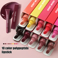 Vente en gros de gloss à lèvres effet miroir aux peptides en 10 teintes avec huile de graines de camélia, couleur hydratante teintée pour les lèvres, pour marque privée