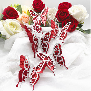 Stiker Dekoratif Kupu-kupu Emas Seri Hari Valentine, Stiker Dinding Kupu-kupu Tiga Dimensi, Set isi 6 - Product Image 6