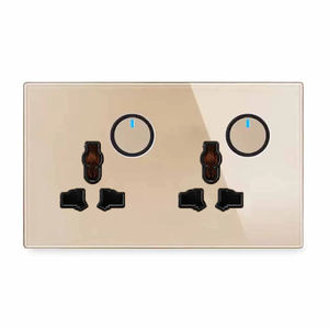 146 vidrio templado 2Gang Universal interruptor <span class=keywords><strong>de</strong></span> enchufe <span class=keywords><strong>de</strong></span> <span class=keywords><strong>tres</strong></span> orificios combinación enchufe multifuncional botón <span class=keywords><strong>de</strong></span> Reinicio <span class=keywords><strong>de</strong></span> punto al por mayor - Product Image 5