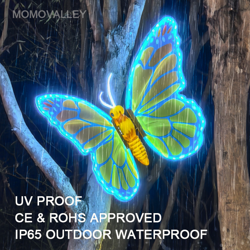 93cm Giant 3D LED Light-Up Butterfly Decoration IP65 Waterproof Rechargeable Outdoor - Momovalley