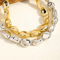 Collier ras du cou élégant fait main en perles géométriques irrégulières or et argent, style vintage et simple, pour femme