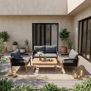 Contemporary Acacia <b>Wood</b> Sofa Set (4pcs) Foldable Eco-friendly Outdoor <b>Garden</b> Villa Hotel Furniture Teak <b>Wood</b> <b>Frame</b> Wholesale - Product Image 1