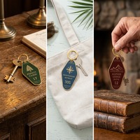 Porte-clés vintage en alliage de zinc pour hôtel, carte de chambre personnalisée pour auberge/hôtel avec finition émaillée et gravure laser