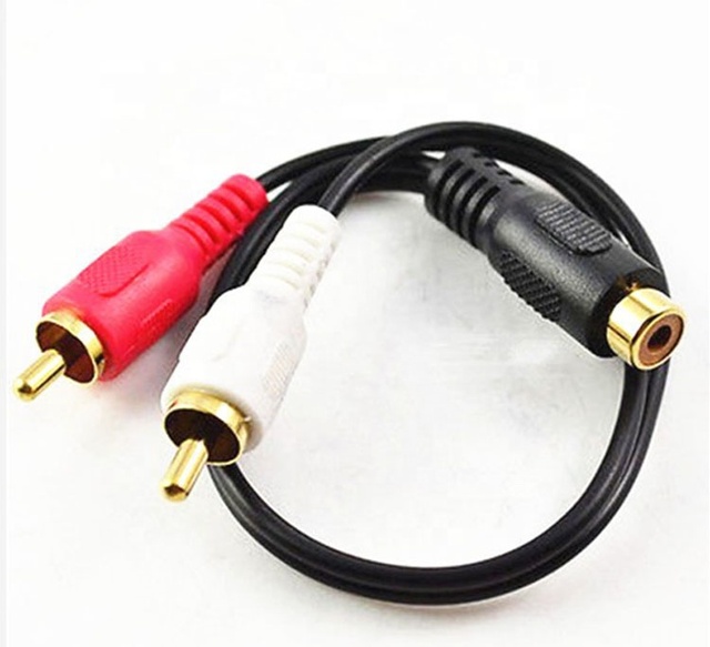 High Quality RCA Y Splitter 2 RCA Male to 1 RCA Female Audio Adapter Cable Gold Plated Braid Shielded PVC Jacket