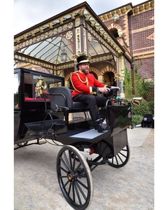Chariot de tourisme électrique sans chevaux, tout noir, à quatre roues, style calèche royale vintage, très demandé - Product Image 4