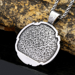Stainless Steel Round Pendant Necklace Men's Religious Jesus Christ Design Punk Retro Style Jewelry <b>Cross</b> Pattern Fashion - Product Image 3