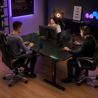 Bureau de travail ergonomique AOR, bureau de jeu intelligent à réglage électrique avec mémoire, table de jeu E-sports avec éclairage RGB Armor