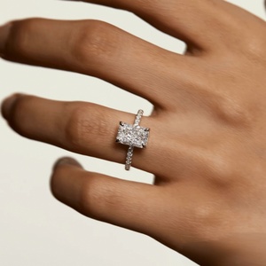 IGI Certified Radiant Cut Lab Grown Diamond Engagement <b>Ring</b> with Double Claw Prong 10K 14K 18K Solid Gold - Product Image 2