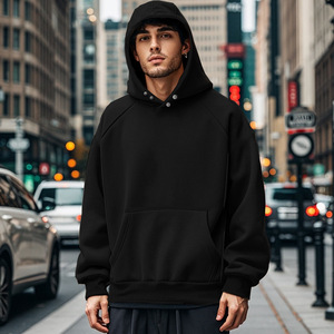 High Quality Oversized Drop Shoulder Hoodie Anti-Wrinkle Snap Button <b>Thick</b> <b>Fleece</b> Polyester Men's Autumn Hoodie - Product Image 4