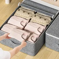 Sacs de rangement modernes pliables grande capacité en tissu gris résistant à l'eau, organisateur de placard et de lit, anti-poussière avec poignée de fenêtre