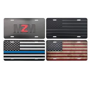 Base para Matrícula de Acero Ouchang con Diseño de Bandera Estadounidense MZM Línea Azul, Estilo Integrado, Soporte para Placa de Coche - Product Image 1