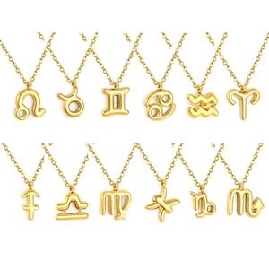 สร้อยคอ 12 ราศี ชุบทอง 18K PVD สร้อยคอแฟชั่นสแตนเลสสตีลแบบใหม่ พร้อมจี้ห้อย สร้อยคอสำหรับผู้หญิง - Product Image 4