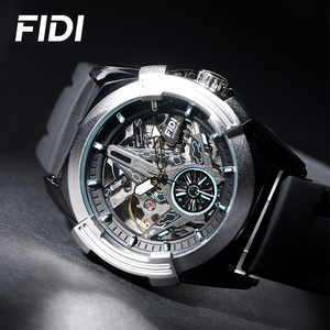 Montre mécanique automatique pour homme FIDI, cadran squelette, sport, étanche, bracelet en silicone - Product Image 3
