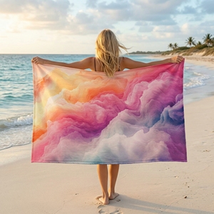 Grande Telo Mare in Microfibra Morbida Effetto Cotone Tie-Dye ad Asciugatura Rapida, Anti-Sabbia, Oversize, per Viaggi, Spiaggia e Piscina - Product Image 1