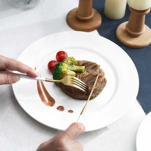 <span class=keywords><strong>จาน</strong></span>เซรามิกเคลือบพอร์ซเลนสีขาว ทนความร้อนใน<span class=keywords><strong>ไมโครเวฟ</strong></span> ลายเรียบ ดีไซน์ทันสมัย สำหรับอาหารตะวันตก สเต็ก อาหารประเภทเนื้อ - Product Image 3