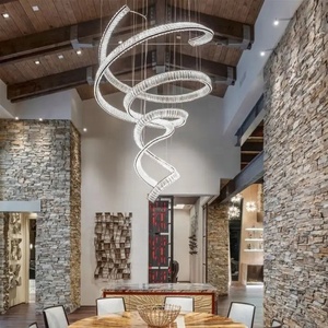 Modern House Chandelier Luxury <b>LED</b> Modern Spiral <b>Crystal</b> <b>Ceiling</b> <b>Light</b> Stair Chandelier Lighting Fixtures Lamp - Product Image 1