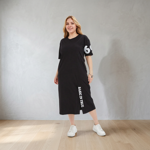 เสื้อผ้าผู้หญิงขายส่งแบบ OEM ลำลอง ความยาวระดับเข่า ลายดอกไม้ ผ้าเจอร์ซีย์ โพลีเอสเตอร์/คอตตอน เนื้อนุ่ม ระบายอากาศได้ดี ไซส์ใหญ่ (50-64) แบบถักโครเชต์ - Product Image 2