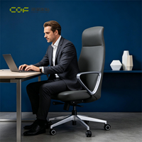Chaise de bureau exécutive ergonomique moderne haut de gamme 2026 réglable en cuir PU avec base en aluminium pour ordinateur et salle à manger