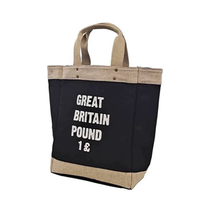 Bolsa <span class=keywords><strong>de</strong></span> Yute Natural Personalizada con Forro Impermeable, Combinación <span class=keywords><strong>de</strong></span> Lino y Algodón, Remaches <span class=keywords><strong>de</strong></span> Cobre Antiguo para Compras y Regalos - Product Image 2