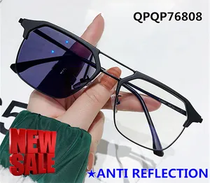 สีฟ้าตัดเลนส์PhotochromicวงกลมRetroโลหะพีซีสีดําทองHawksbill Photogray Anti Reflection bezel 2024 ผู้หญิงผู้ชายแว่นตา