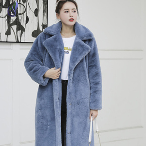 Casaco de pele sintética branco quente para mulheres, casaco de manga comprida luxuoso de coelho falso, <span class=keywords><strong>blazer</strong></span> de pele de coelho para mulheres, moda feminina - Product Image 3