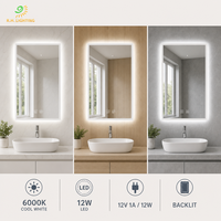 Miroir de salle de bain LED à cadre acrylique 50x70cm, tactile et dimmable, 6000K, anti-buée, IP44, mural, pour distributeurs par Joystar