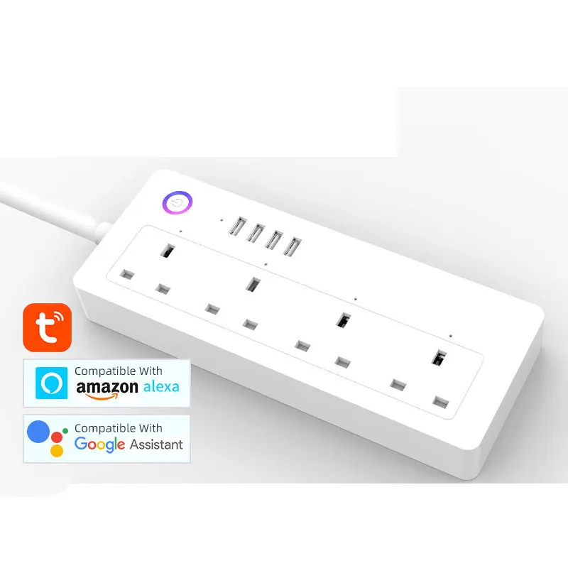Tuya WiFi Smart Power Strip EU UK US Electrical Plug Sockets 4 Way USB Outlets Extention Cord Remote By Alexa Google Home